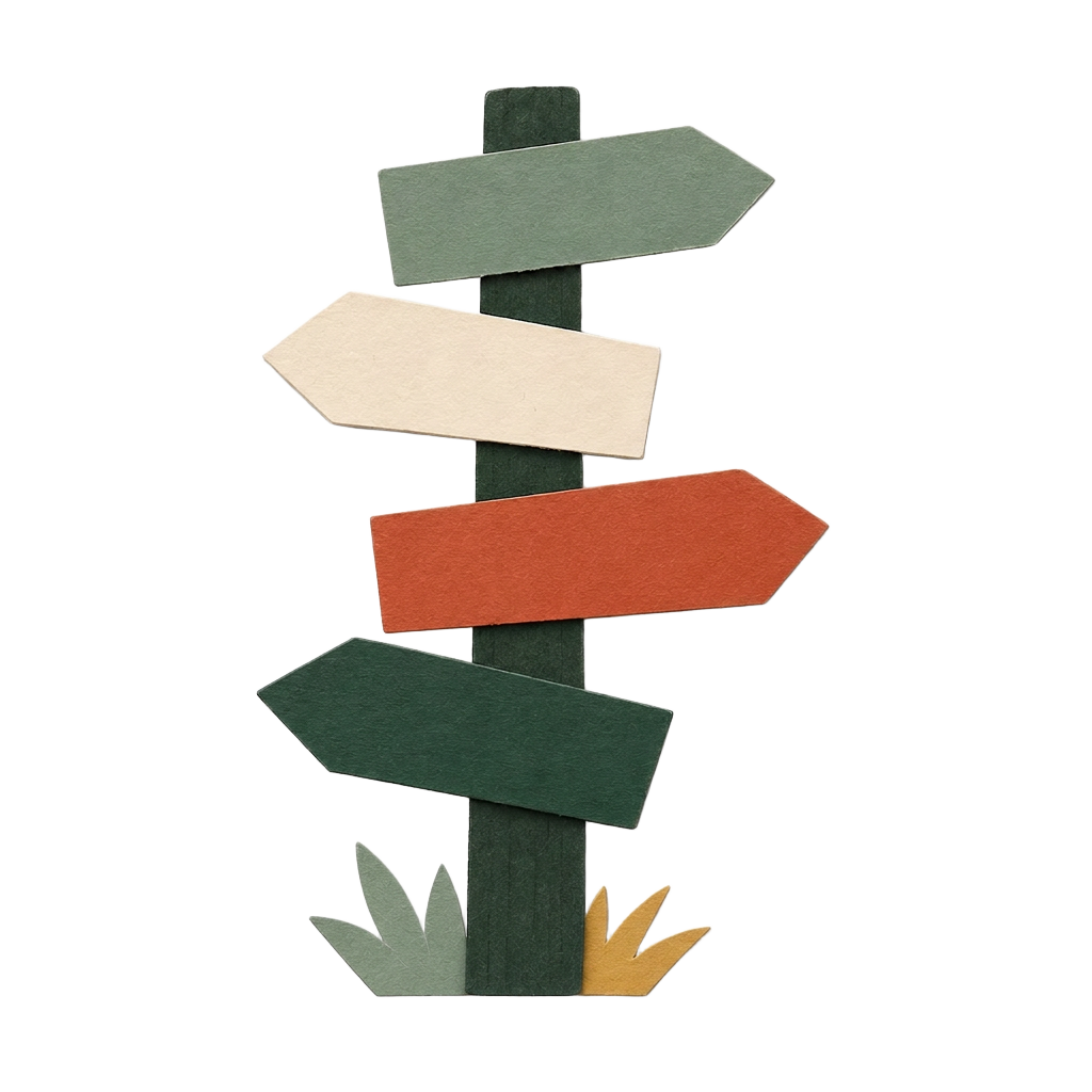 Signpost pointing many directions with a compass