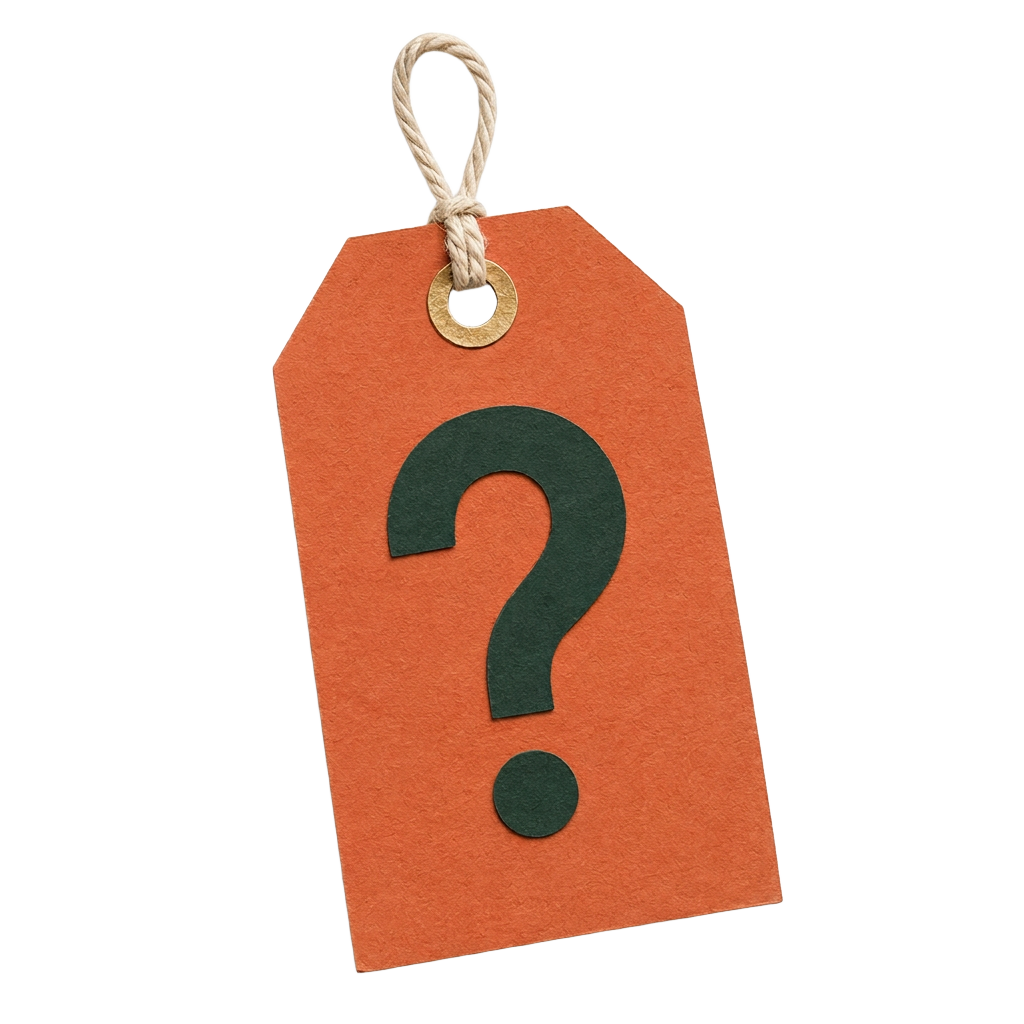 Price tag, calculator, and a nervous pricing checklist