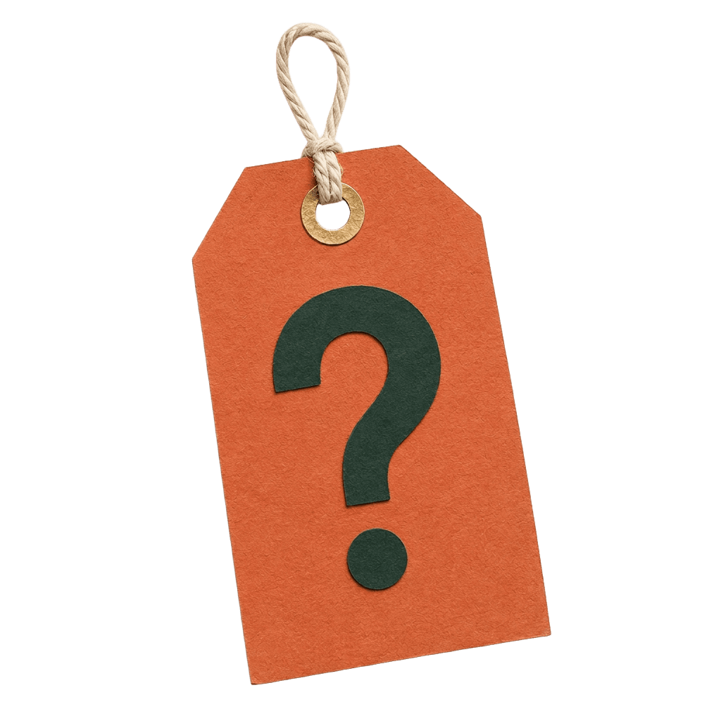 Price tag, calculator, and a nervous pricing checklist